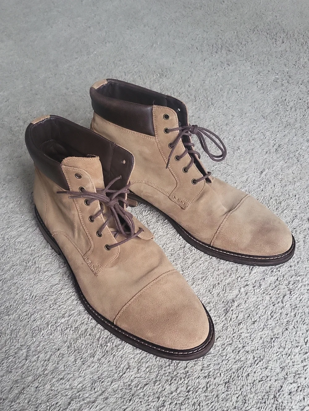 Johnston & Murphy Chukka Boots Mens 11M Tan Suede Cody Cap Toe Lace-Up Ankle